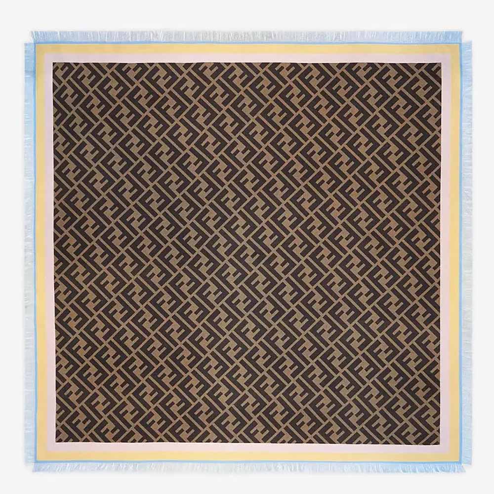 Front view of Fendi Women Foulard FF Multicolor Silk Foulard showing full pattern