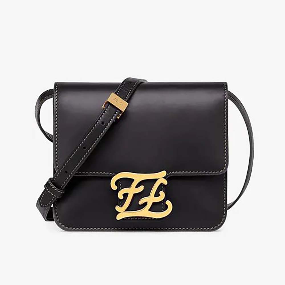 Fendi Women Kaligraphy Black Leather Bag