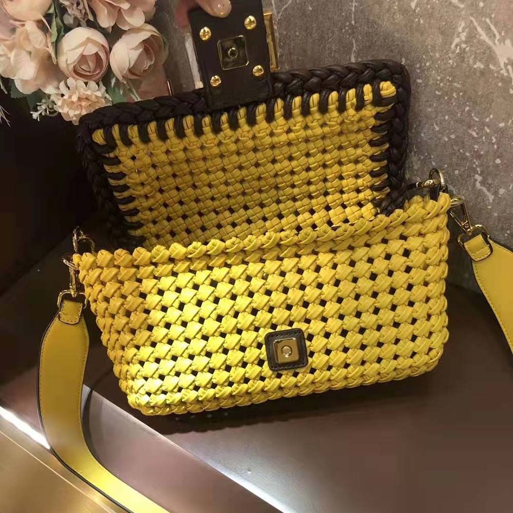 Fendi Women Lconic Medium Baguette Leather Interlace Bag-Yellow - image 6