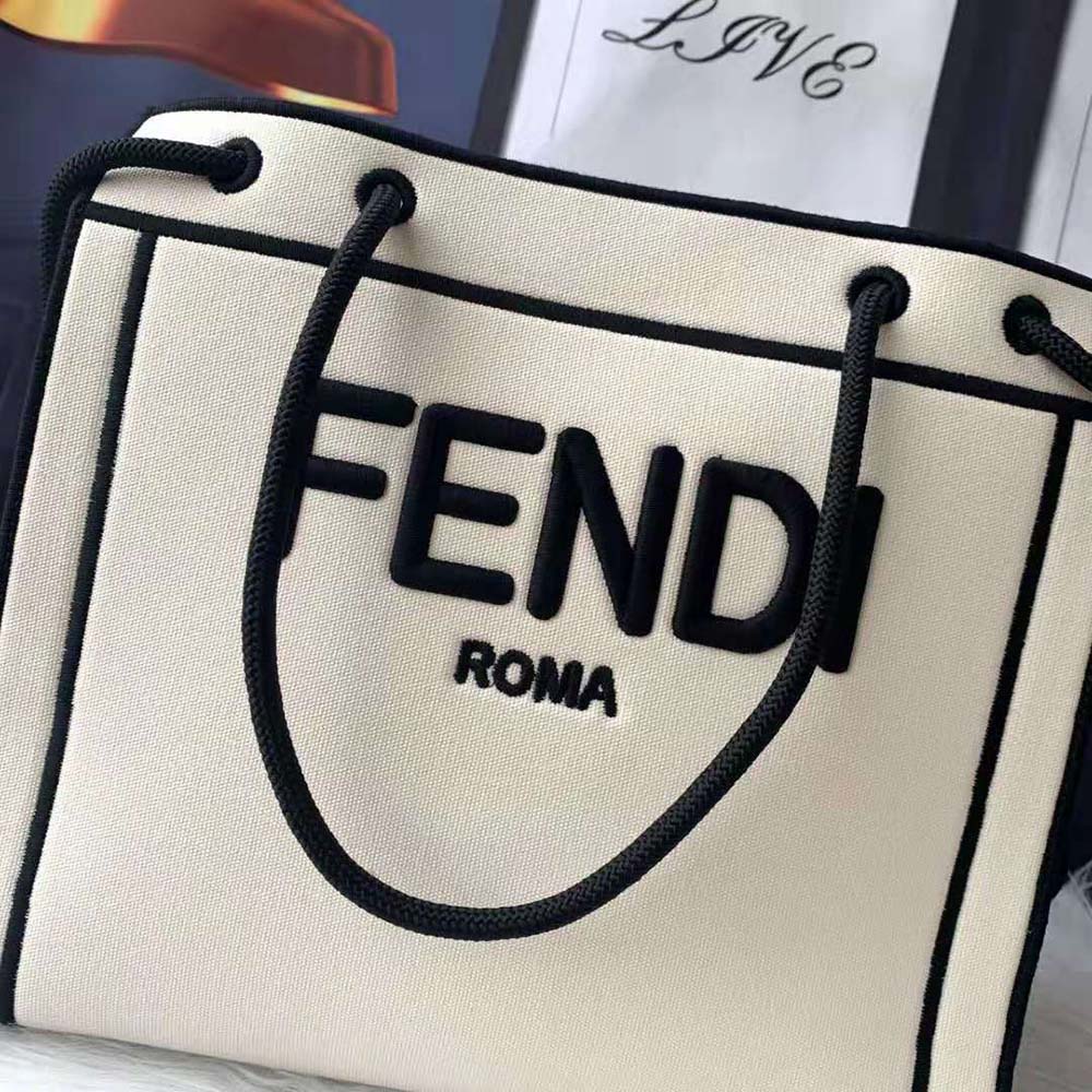Fendi Women Medium Fendi Roma Shopper Undyed Canvas Shopper Bag - image 4