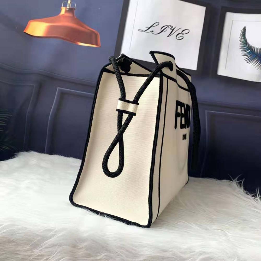 Fendi Women Medium Fendi Roma Shopper Undyed Canvas Shopper Bag - image 5
