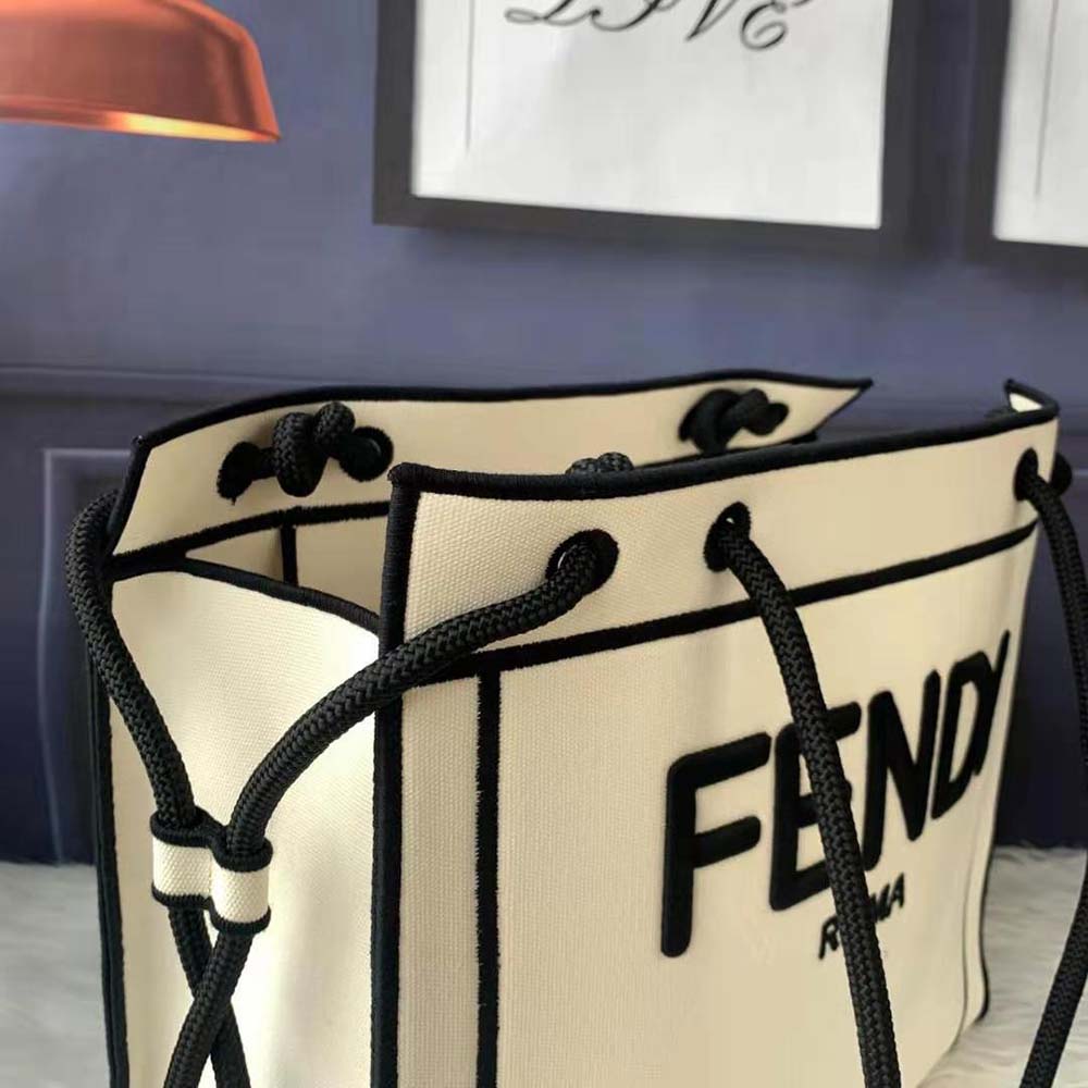 Fendi Women Medium Fendi Roma Shopper Undyed Canvas Shopper Bag - image 7