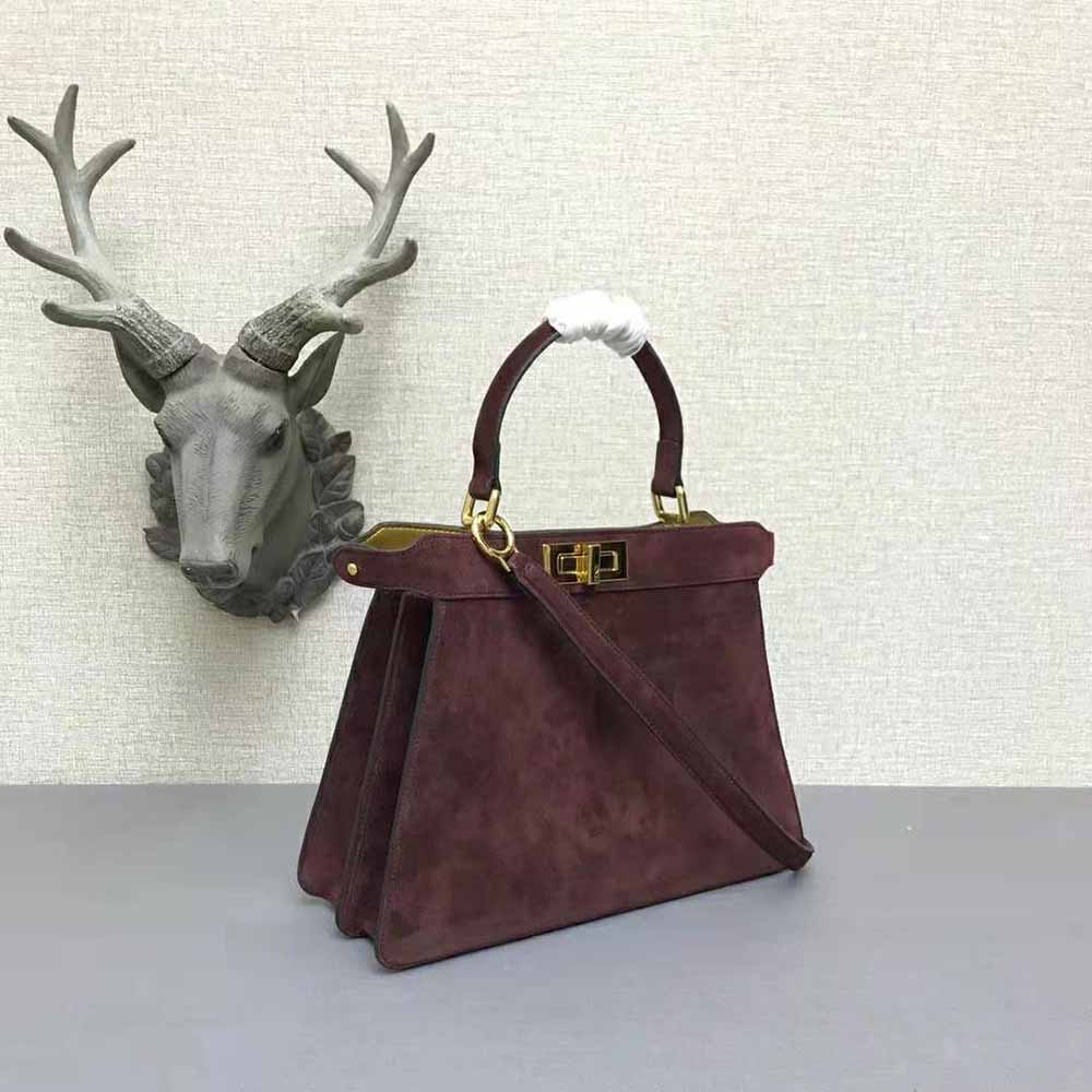 Fendi Women Medium Peekaboo I See U Brown Suede Bag - image 4