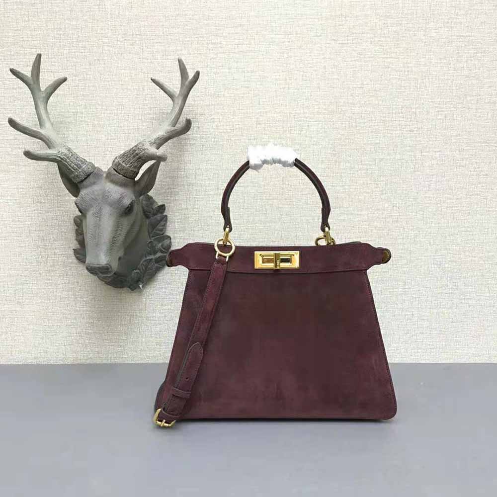 Fendi Women Medium Peekaboo I See U Brown Suede Bag - image 5