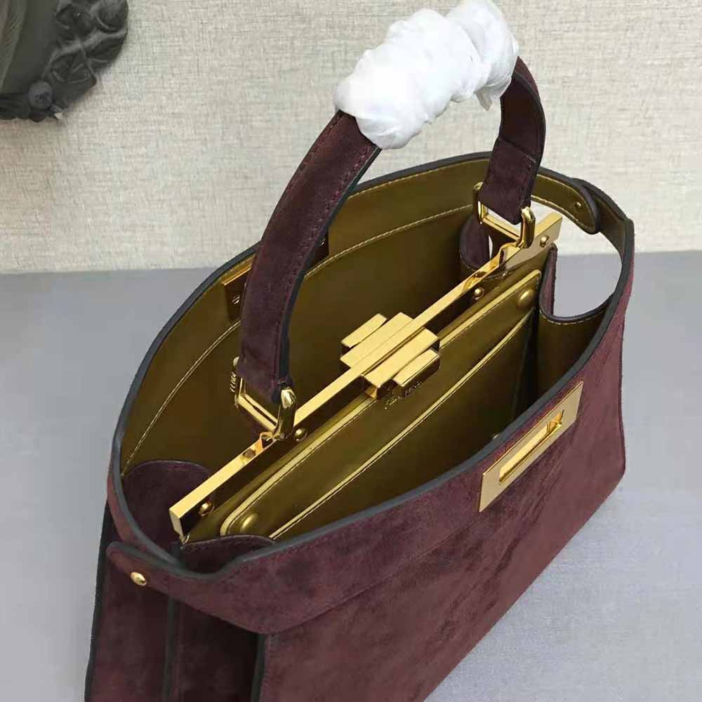 Fendi Women Medium Peekaboo I See U Brown Suede Bag - image 6
