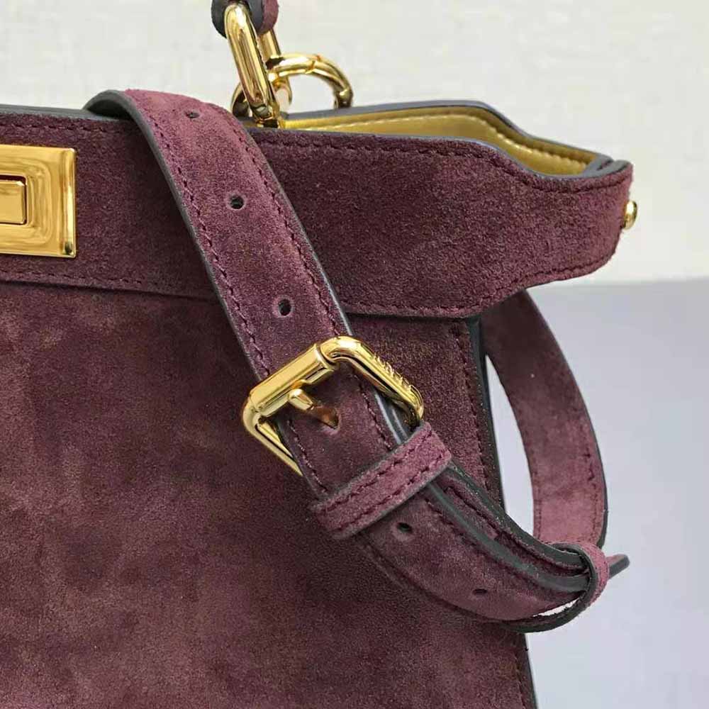 Fendi Women Medium Peekaboo I See U Brown Suede Bag - image 8