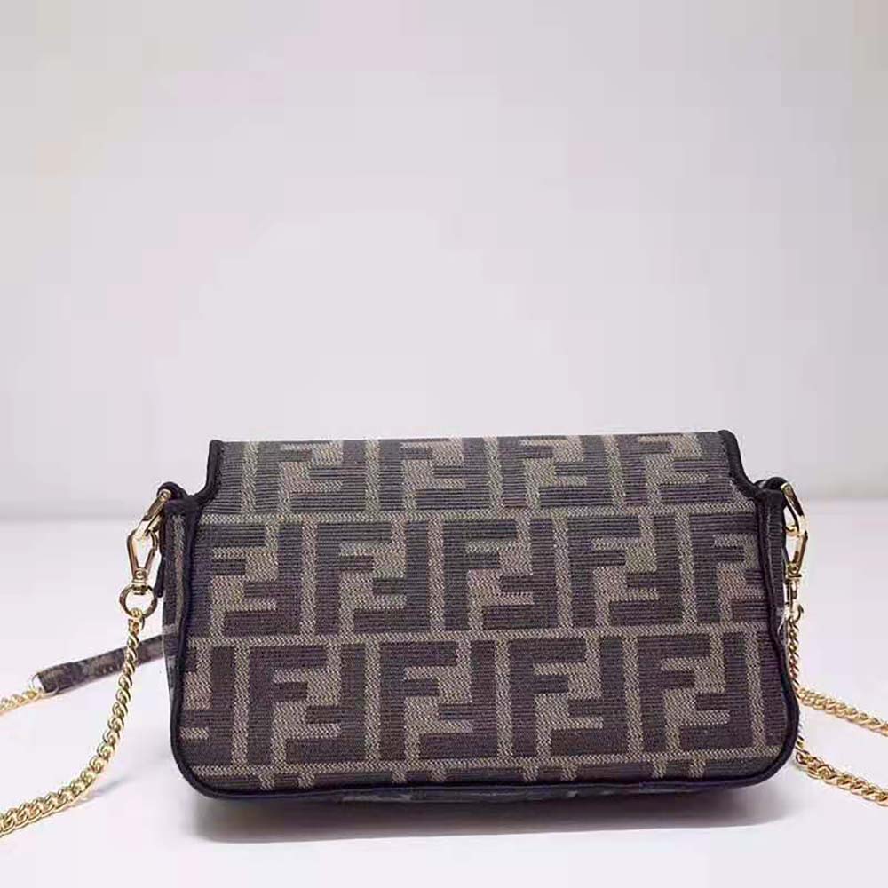 Fendi Women Mini Baguette Brown Fabric Bag - image 4