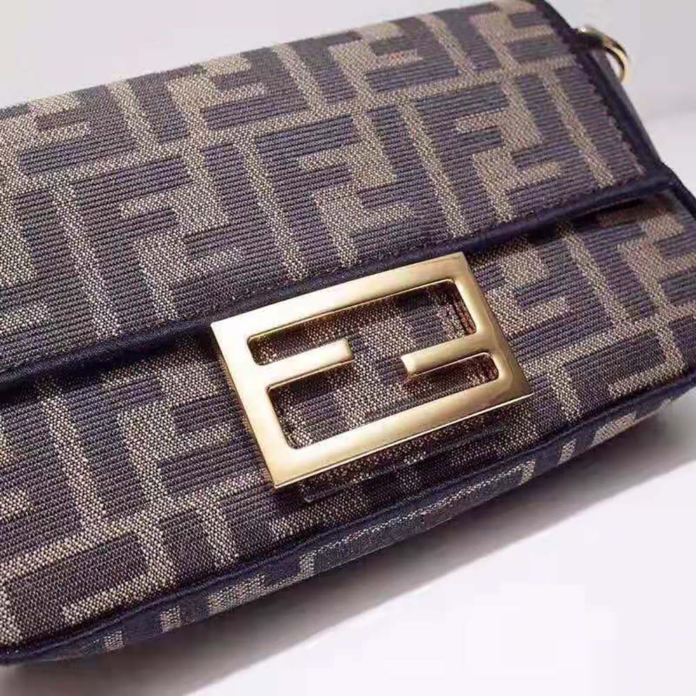 Fendi Women Mini Baguette Brown Fabric Bag - image 6