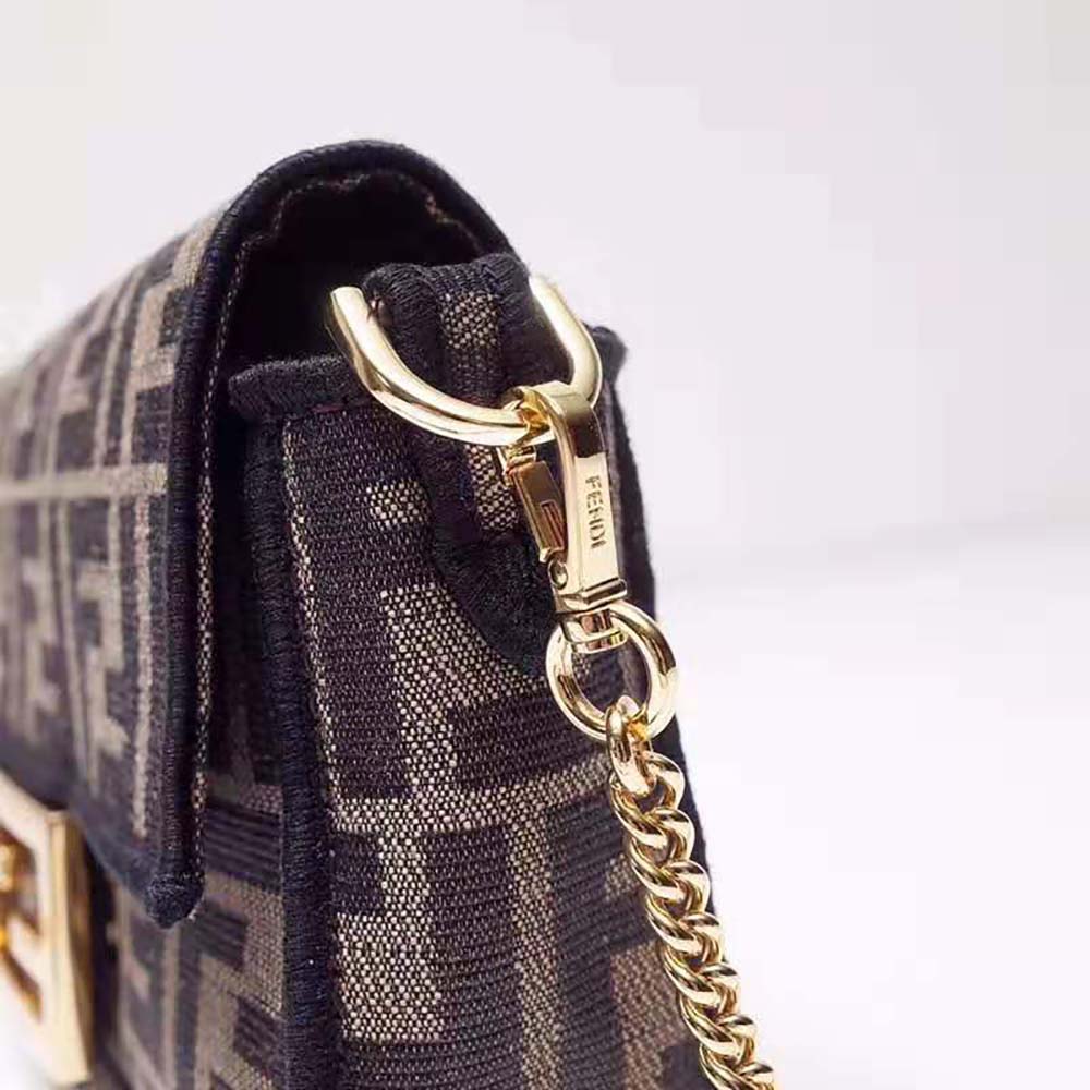 Fendi Women Mini Baguette Brown Fabric Bag - image 7