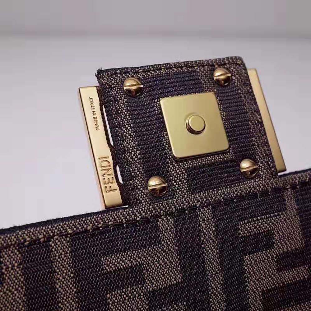 Fendi Women Mini Baguette Brown Fabric Bag - image 8