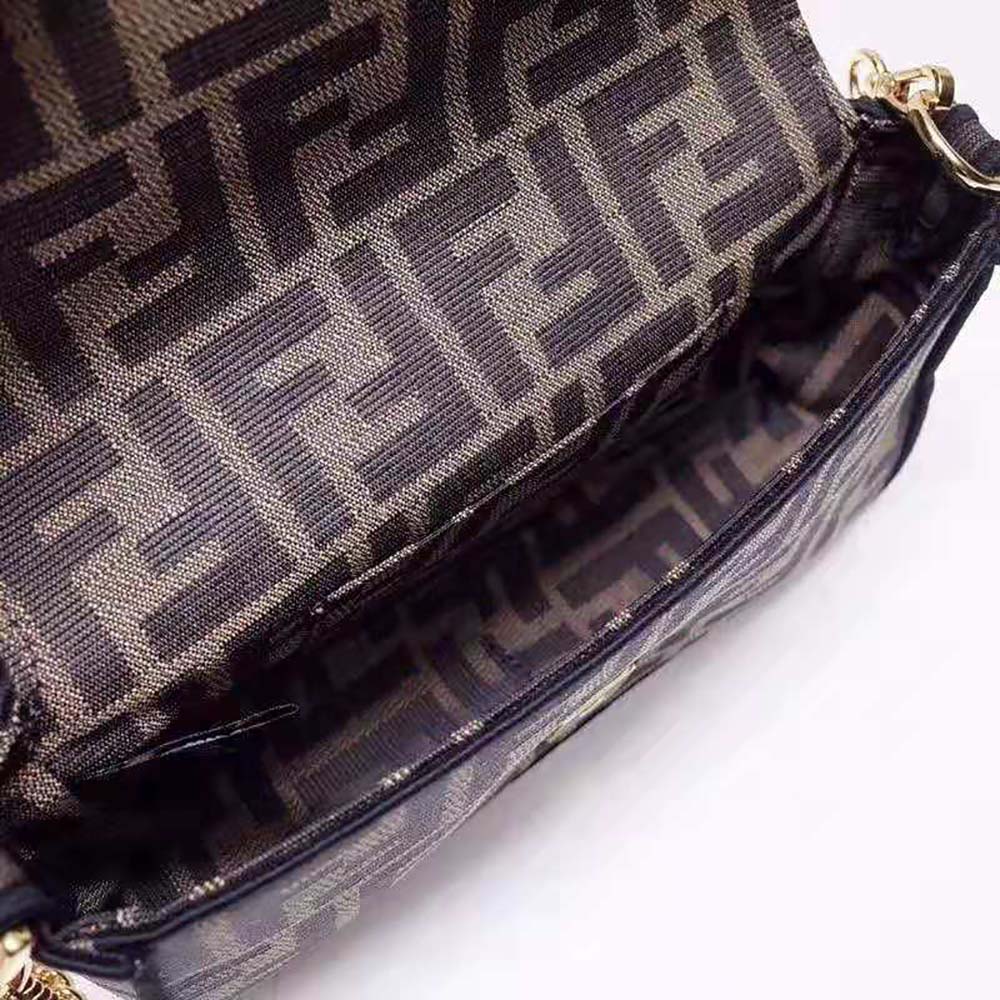 Fendi Women Mini Baguette Brown Fabric Bag - image 9