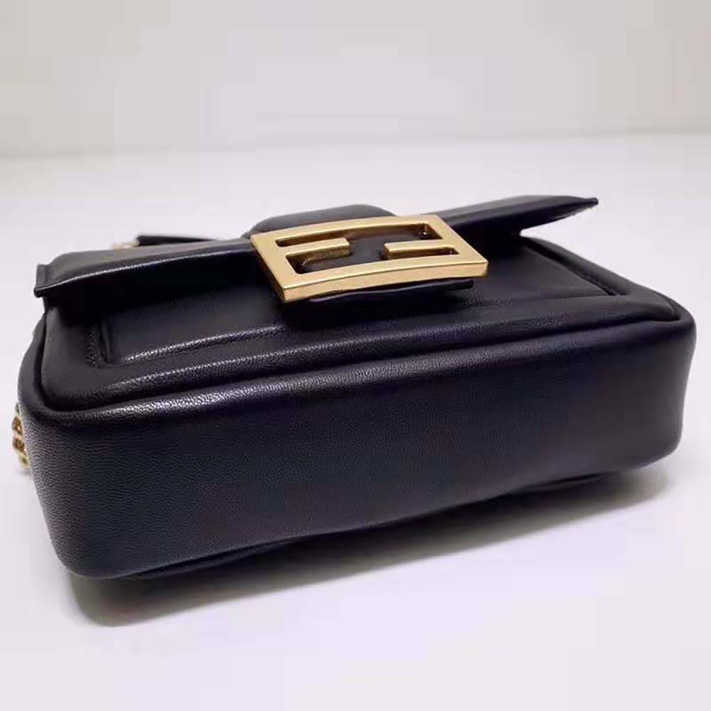 Fendi Women Mini Baguette Chain Black Nappa Leather Bag - image 5