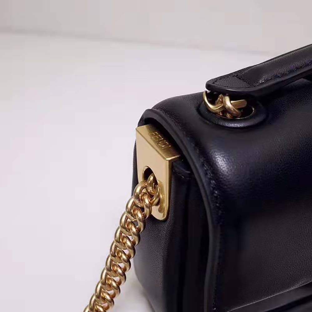 Fendi Women Mini Baguette Chain Black Nappa Leather Bag - image 6