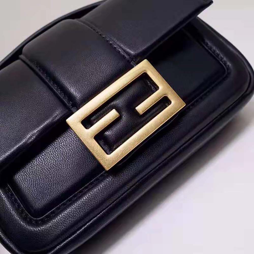Fendi Women Mini Baguette Chain Black Nappa Leather Bag - image 7