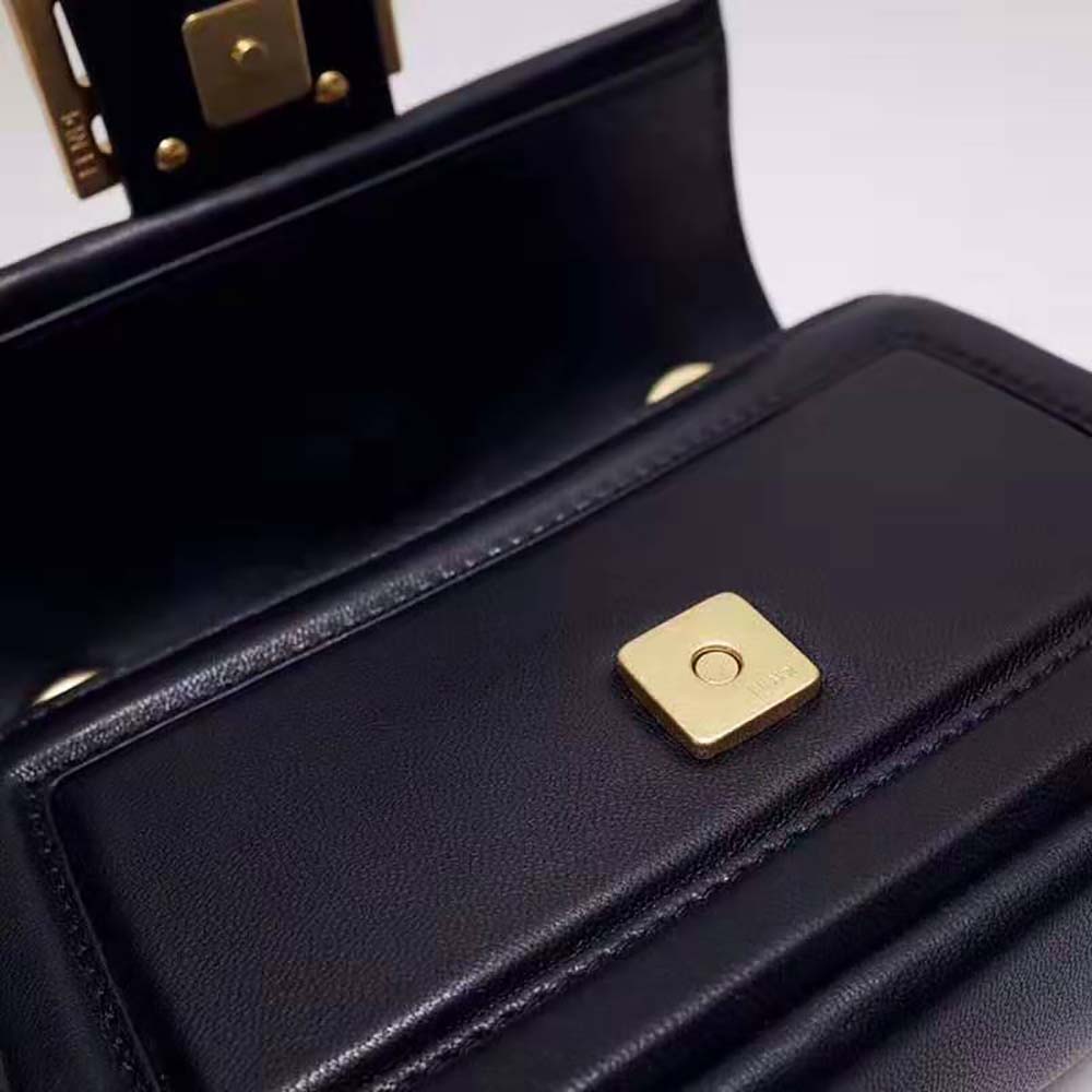 Fendi Women Mini Baguette Chain Black Nappa Leather Bag - image 8
