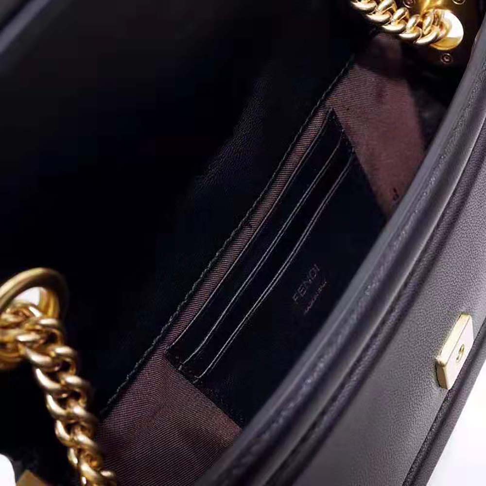 Fendi Women Mini Baguette Chain Black Nappa Leather Bag - image 9