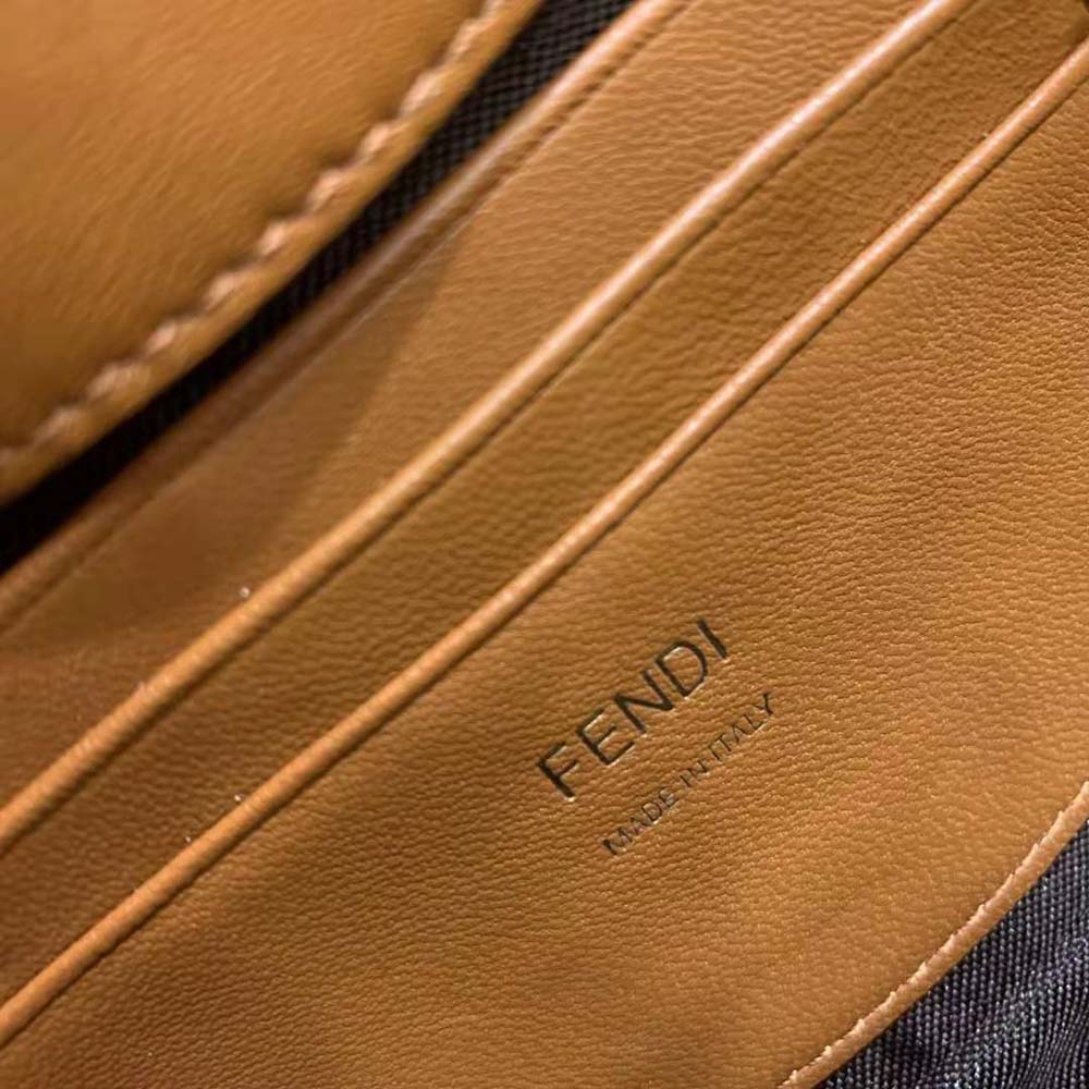 Fendi Women Mini Baguette Chain Brown and Black Nappa Leather Bag - image 10