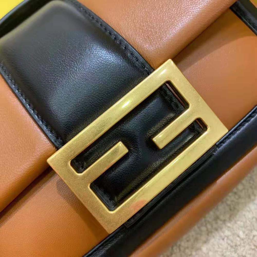 Fendi Women Mini Baguette Chain Brown and Black Nappa Leather Bag - image 4