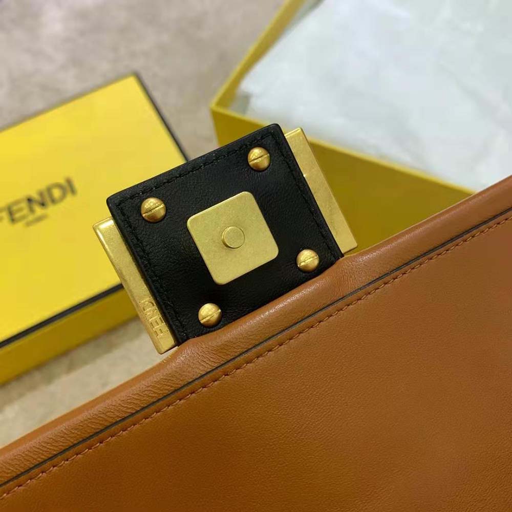 Fendi Women Mini Baguette Chain Brown and Black Nappa Leather Bag - image 7