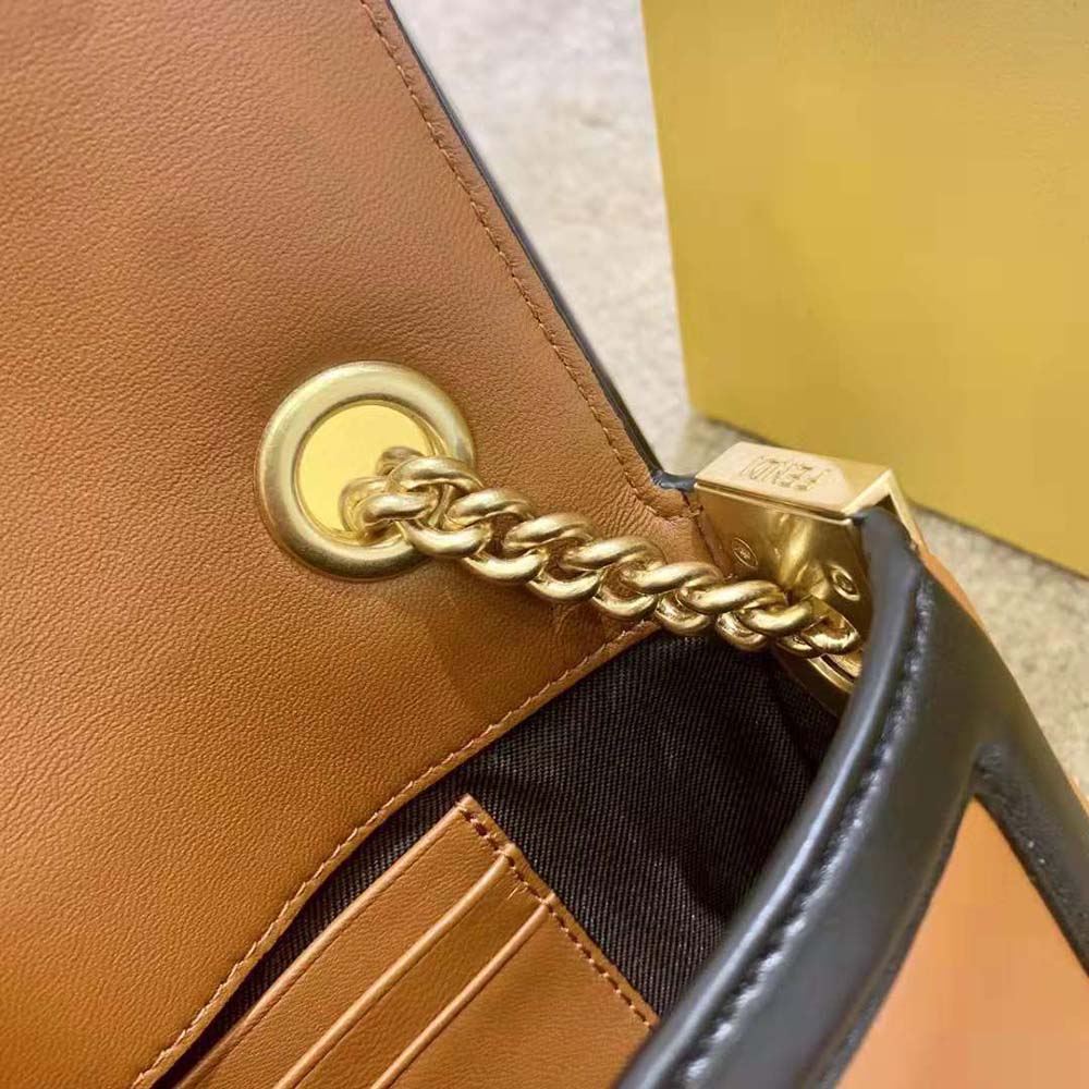 Fendi Women Mini Baguette Chain Brown and Black Nappa Leather Bag - image 8