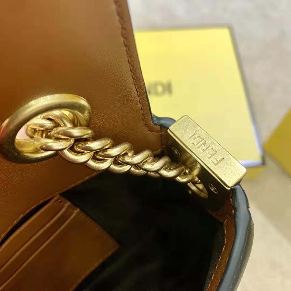 Fendi Women Mini Baguette Chain Brown and Black Nappa Leather Bag - image 9
