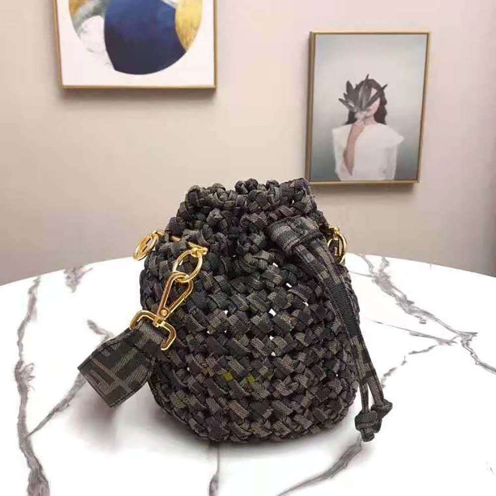 Side angle showing silhouette of Fendi Women Mon Tresor Jacquard Mini-Bag