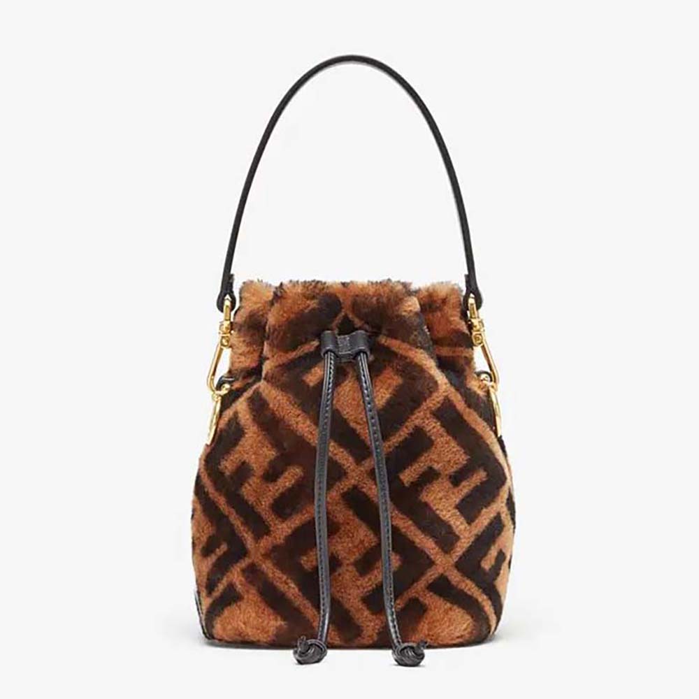 Front view of Fendi Women Mon Tresor Mini-Bag in Brown Sheepskin