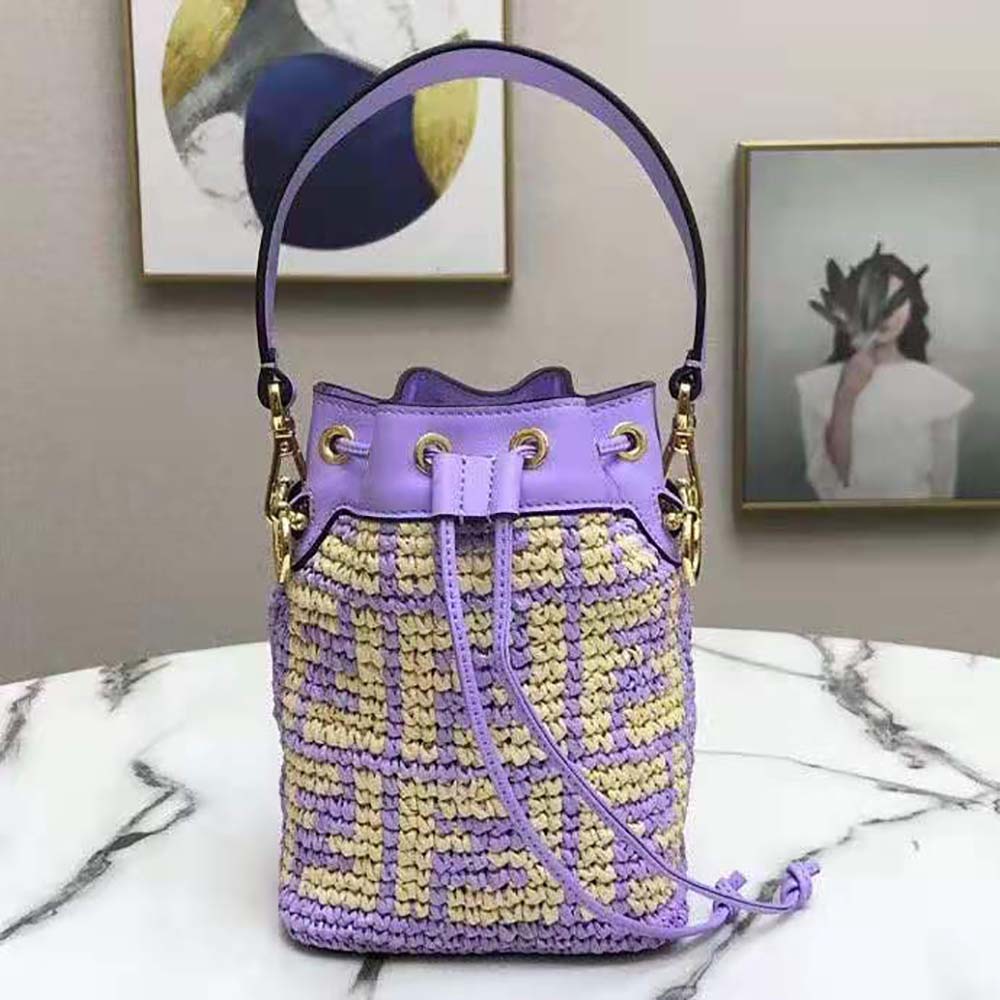 Fendi Women Mon Tresor Raffia Mini-Bag-Purple - image 2
