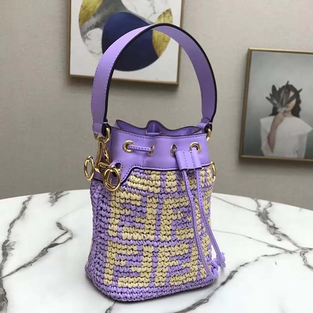 Fendi Women Mon Tresor Raffia Mini-Bag-Purple - image 5