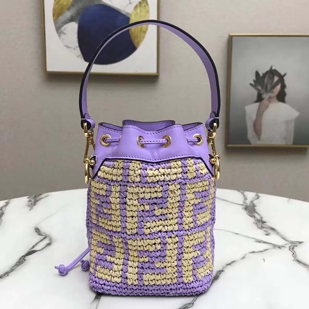 Fendi Women Mon Tresor Raffia Mini-Bag-Purple - image 3