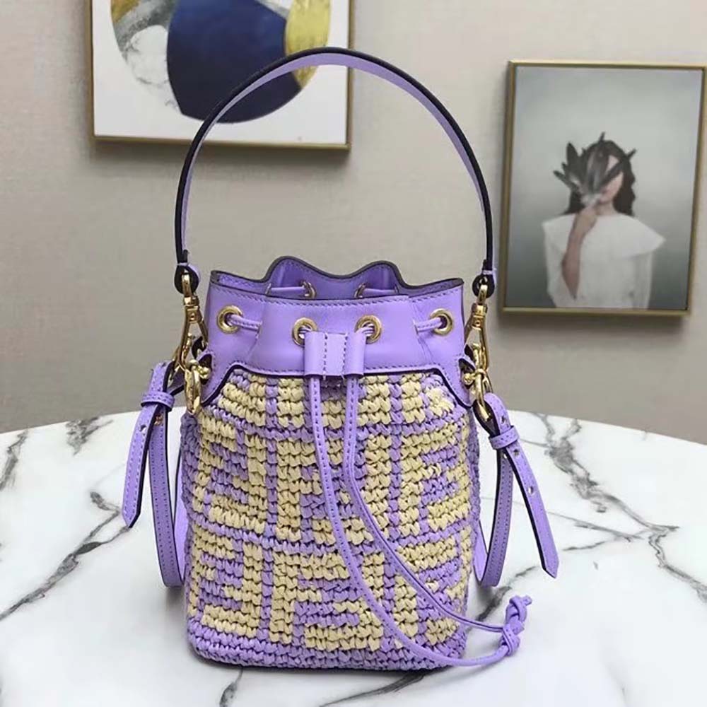 Fendi Women Mon Tresor Raffia Mini-Bag-Purple - image 4