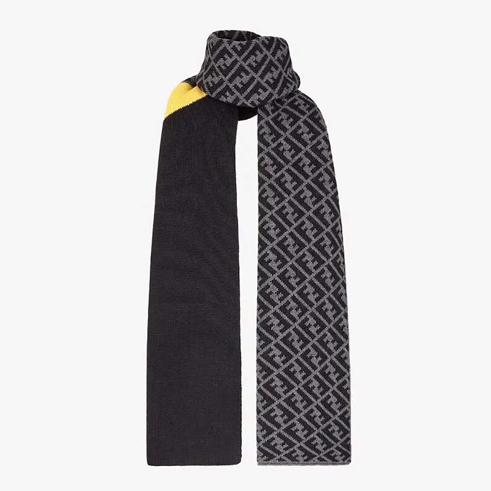 Front view of Fendi Women Multicolor Wool Scarf-Yellow showing vibrant colors