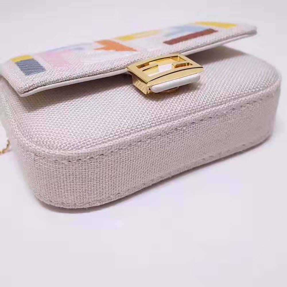 Fendi Women Nano Baguette Charm Beige Canvas Charm - image 5
