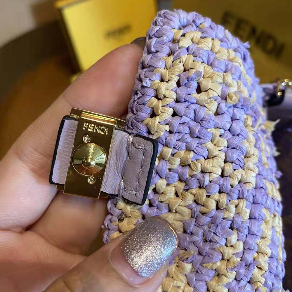 Fendi Women Nano Baguette Charm Lilac Raffia Charm - image 10