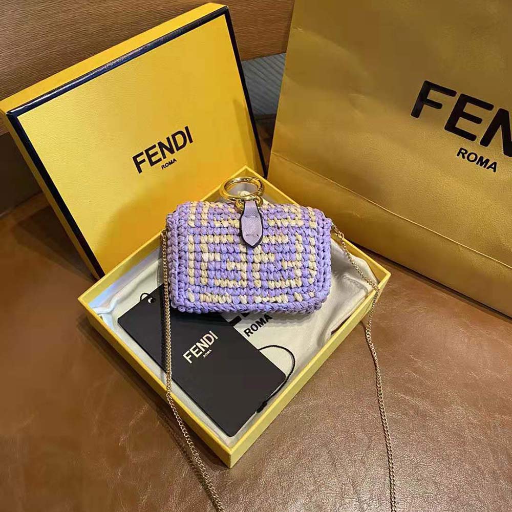 Fendi Women Nano Baguette Charm Lilac Raffia Charm - image 4