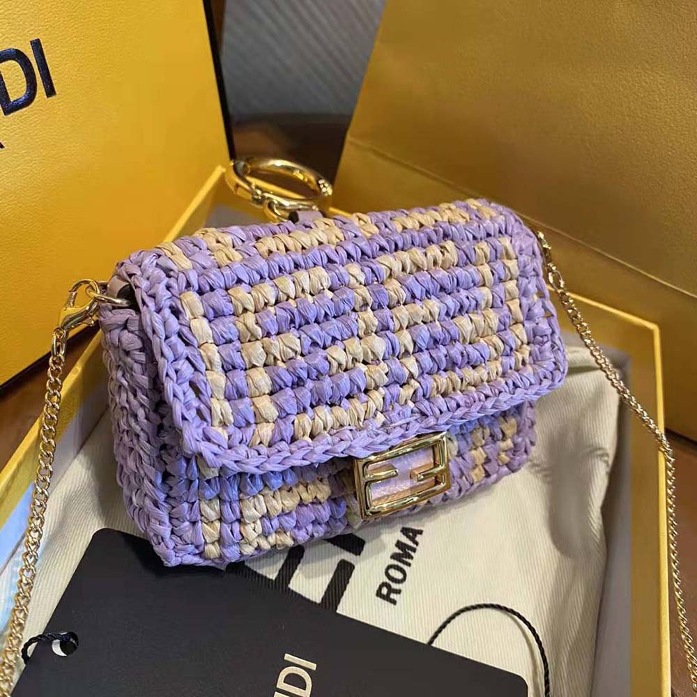 Fendi Women Nano Baguette Charm Lilac Raffia Charm - image 5