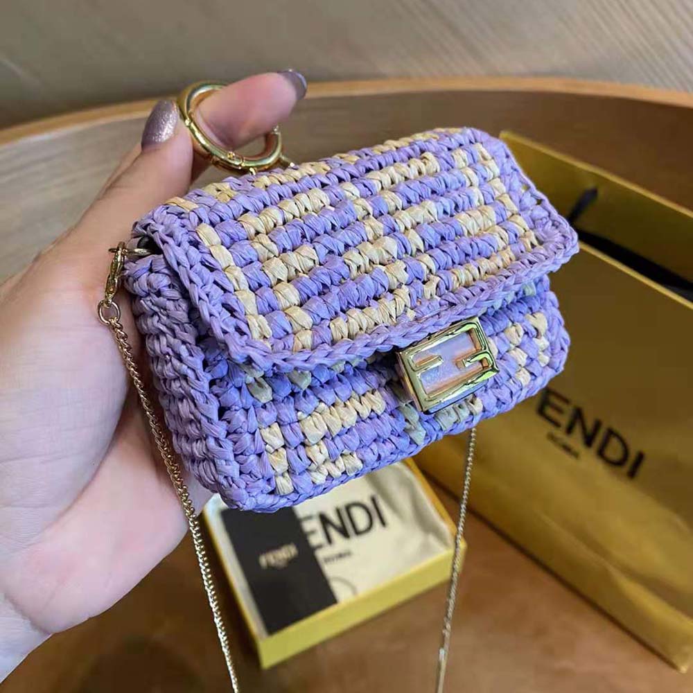 Fendi Women Nano Baguette Charm Lilac Raffia Charm - image 6