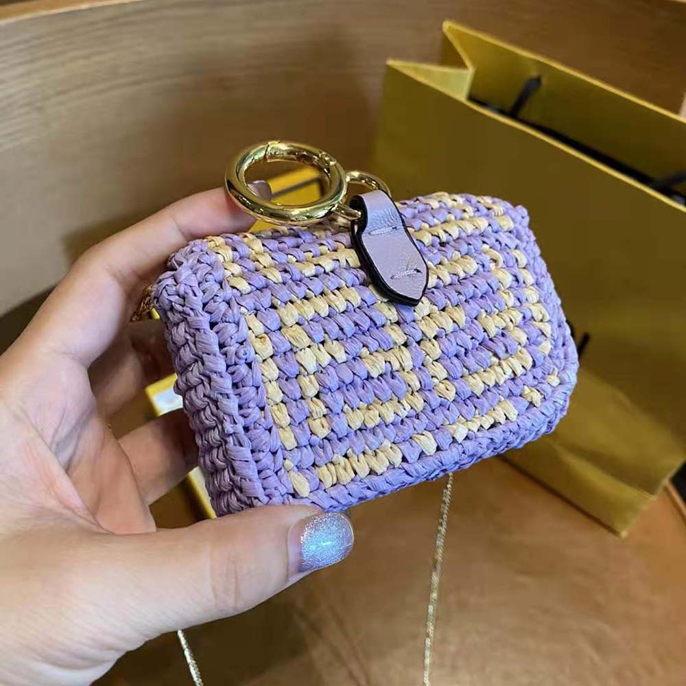 Fendi Women Nano Baguette Charm Lilac Raffia Charm - image 7