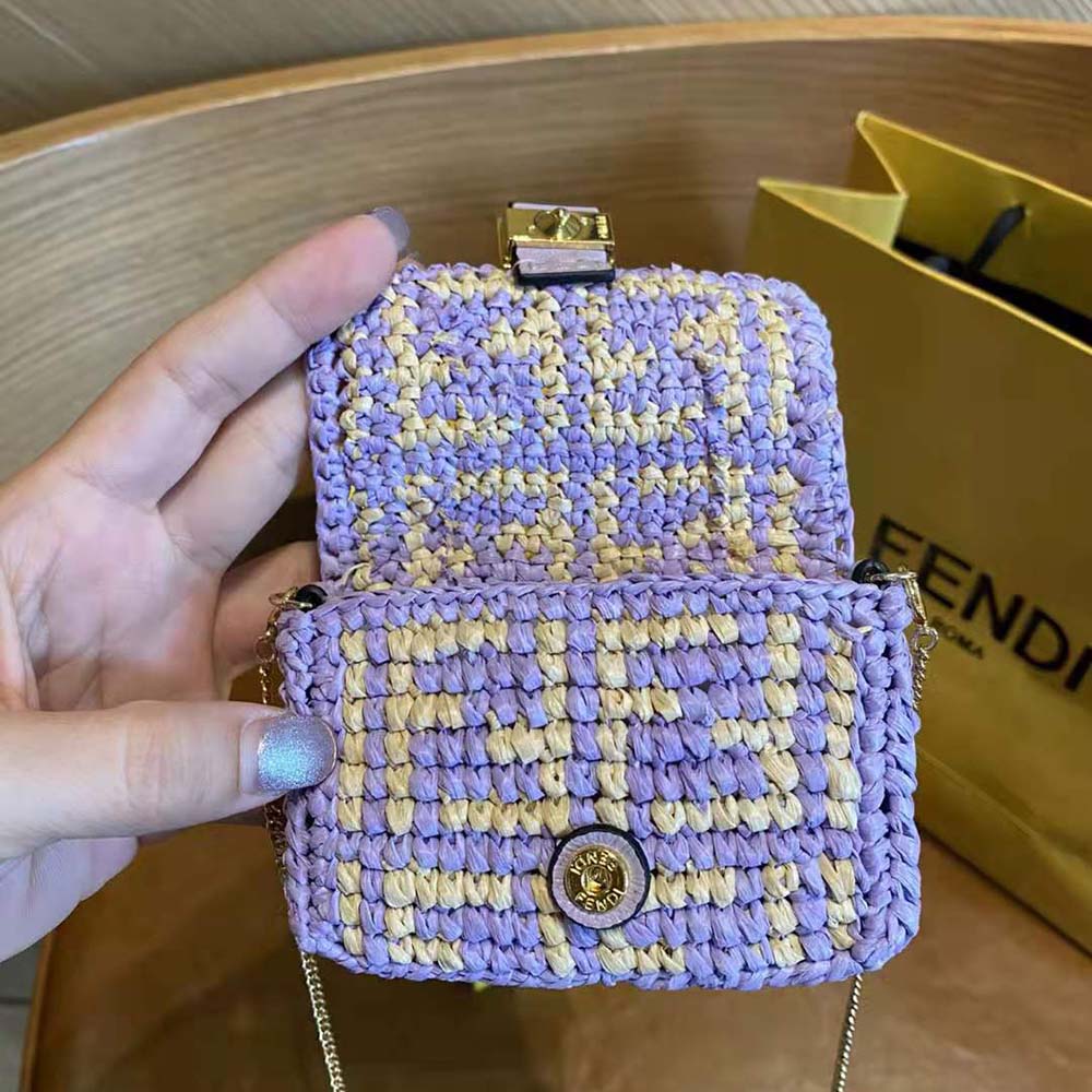 Fendi Women Nano Baguette Charm Lilac Raffia Charm - image 8
