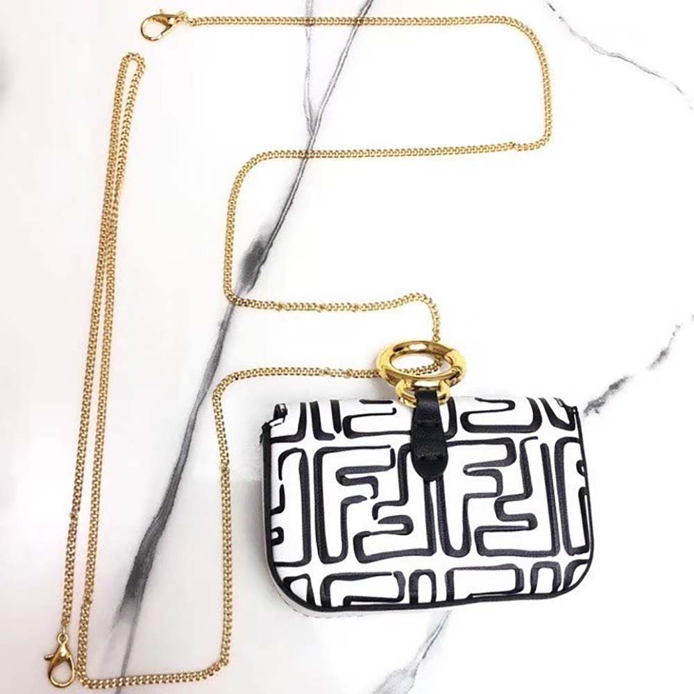 Side profile showing stitching on Fendi Women Nano Baguette Charm