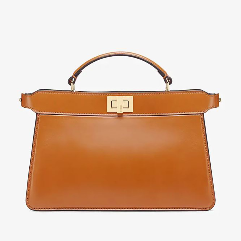 Front view of Fendi Women Peekaboo Iseeu East-West Leather Bag-Brown