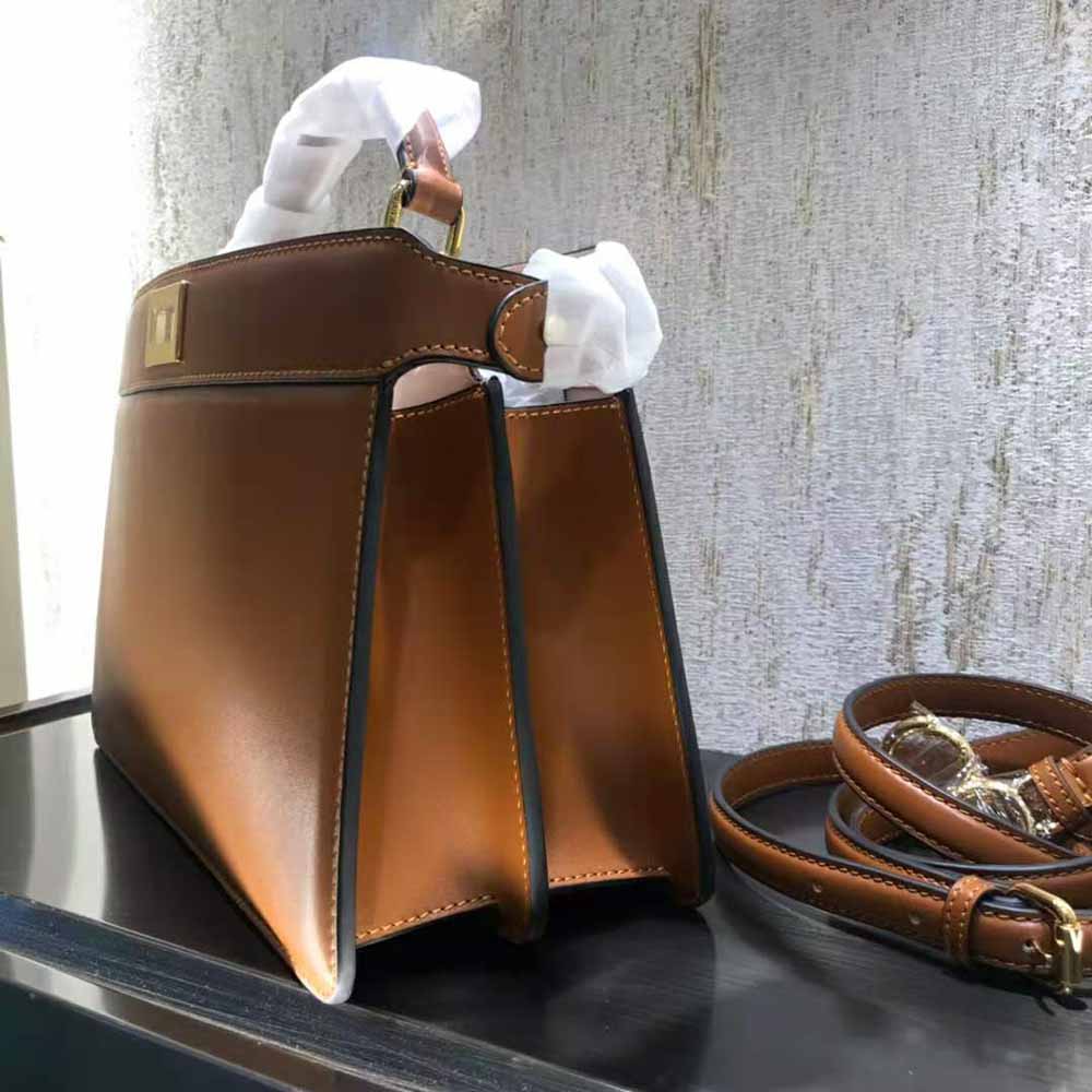 Side angle showing structured silhouette of Fendi Women Peekaboo Iseeu East-West Bag