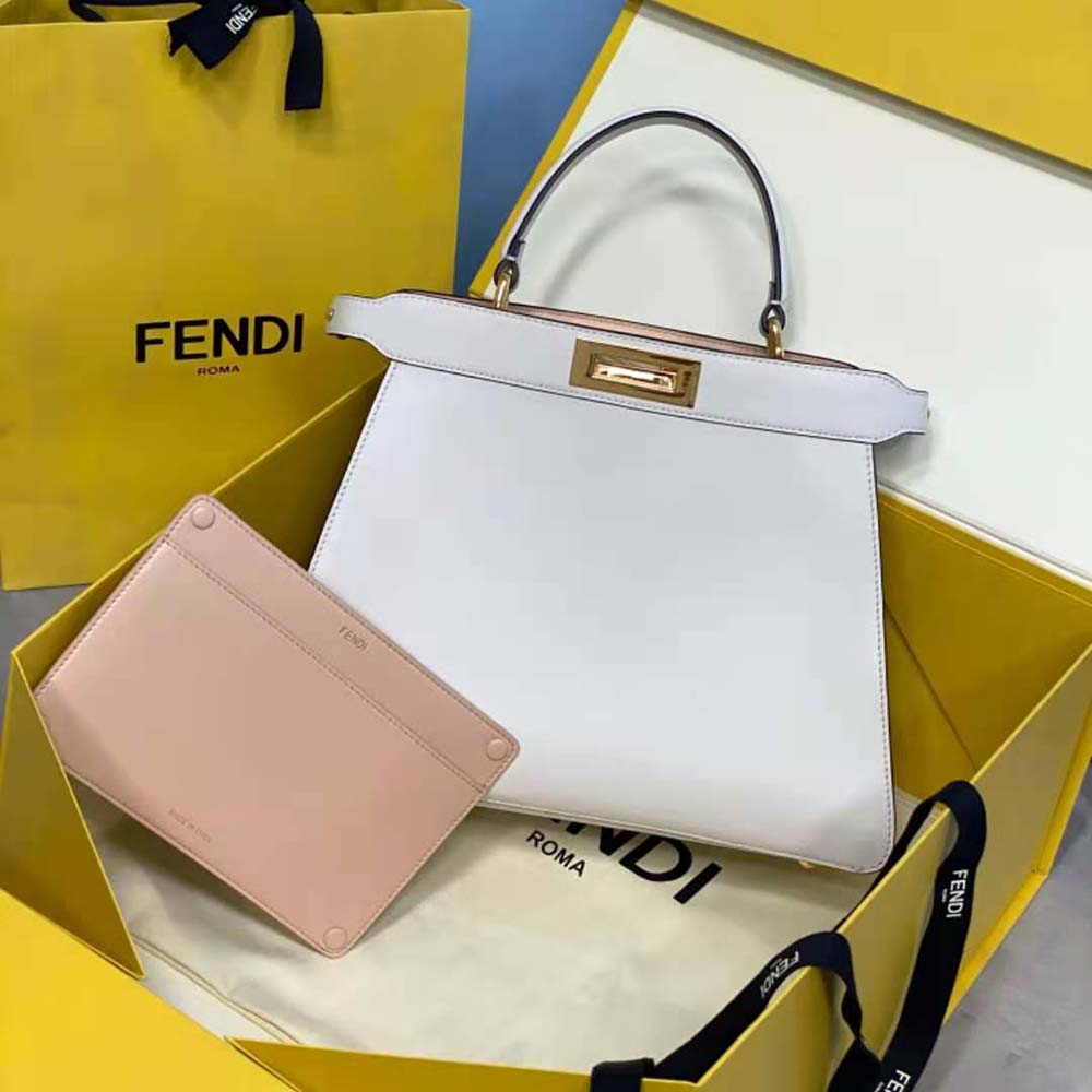 Fendi Women Peekaboo Iseeu Medium Leather Bag-White - image 2