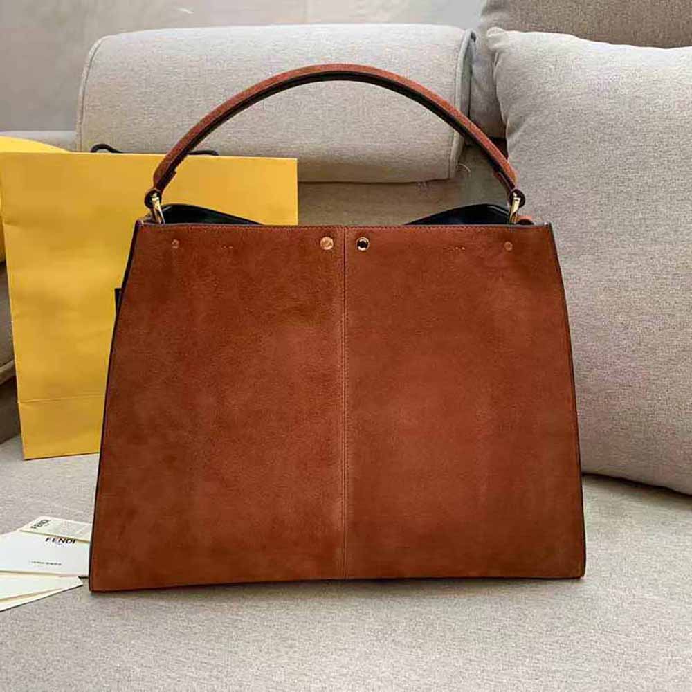 Fendi Women Peekaboo X-Lite Medium Brown Suede Bag - image 6