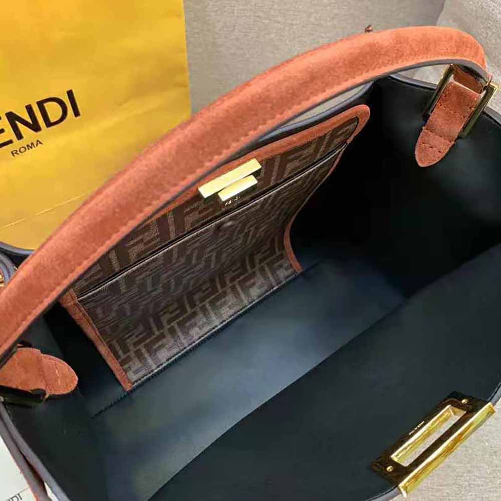 Fendi Women Peekaboo X-Lite Medium Brown Suede Bag - image 9