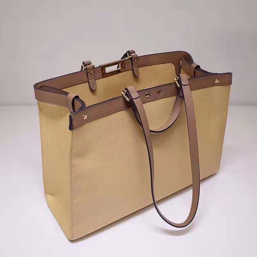 Fendi Women Peekaboo X-Tote Beige Canvas Bag - image 4