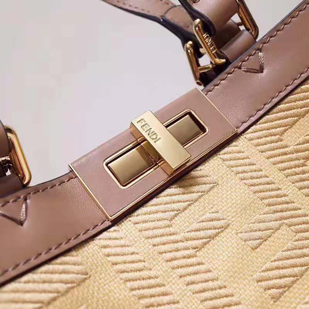 Fendi Women Peekaboo X-Tote Beige Canvas Bag - image 5