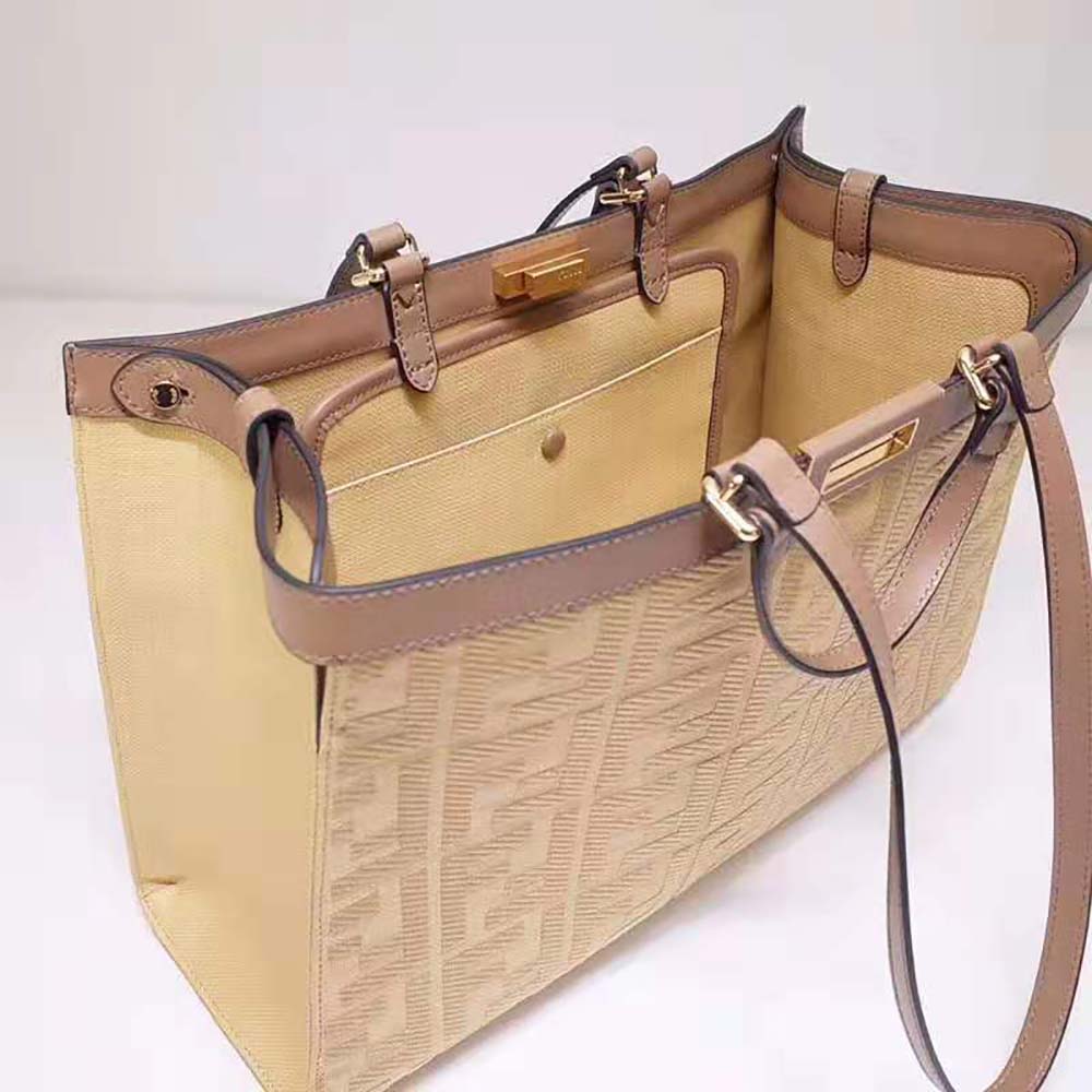 Fendi Women Peekaboo X-Tote Beige Canvas Bag - image 7