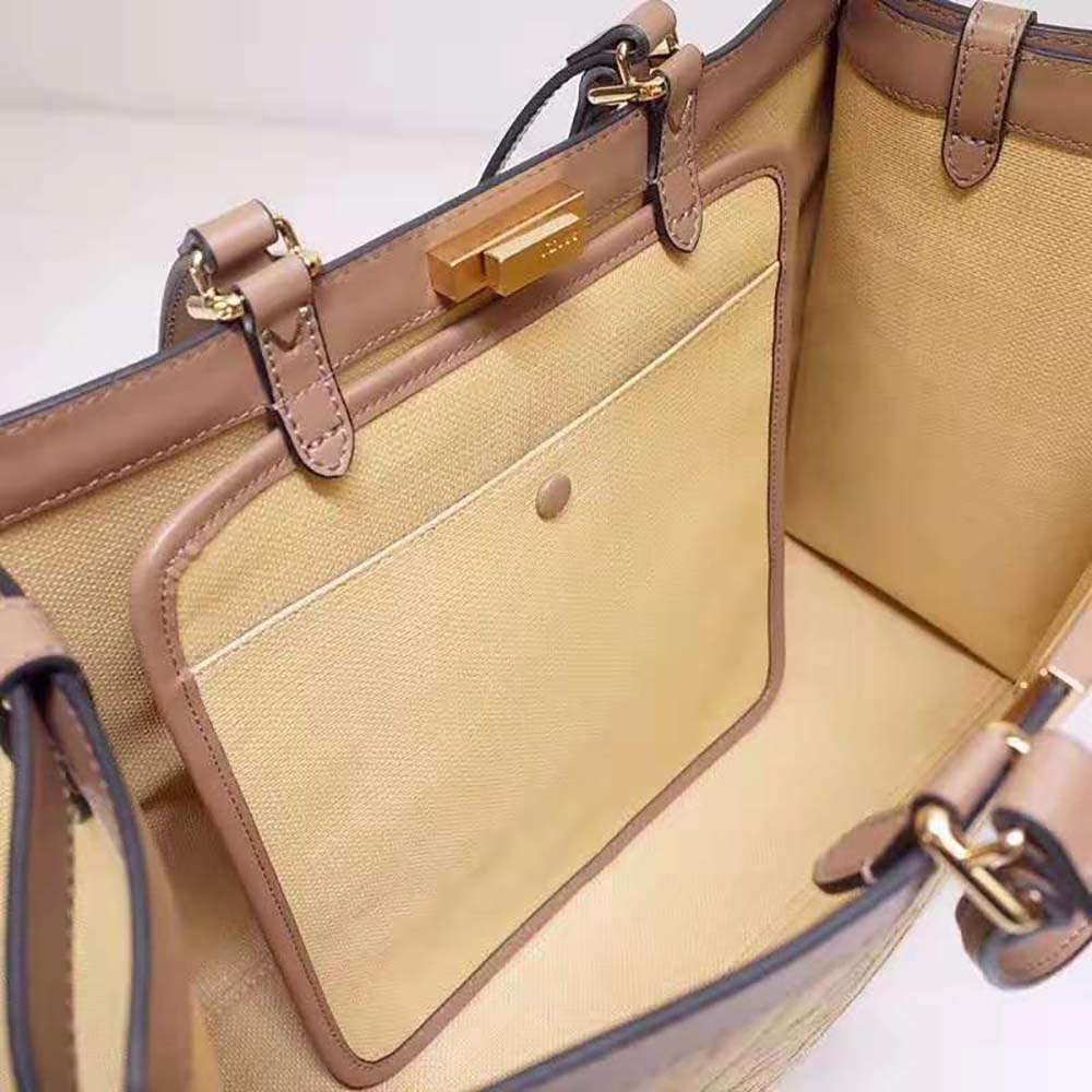 Fendi Women Peekaboo X-Tote Beige Canvas Bag - image 8