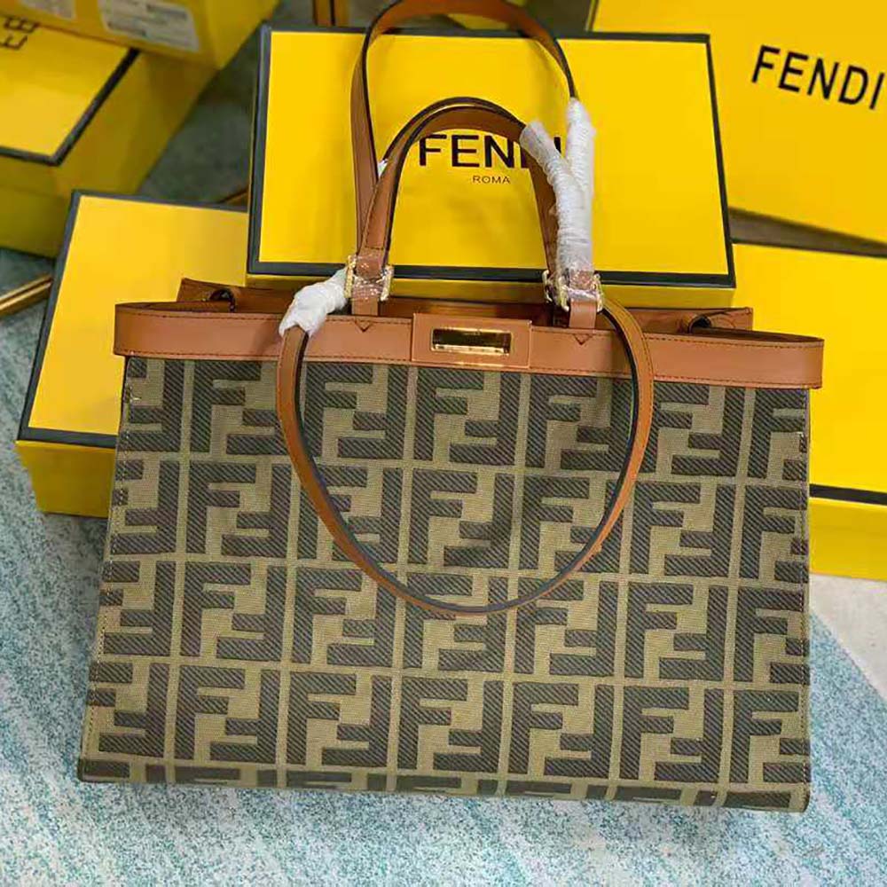 Fendi Women Peekaboo X-Tote Green Canvas Bag - image 4